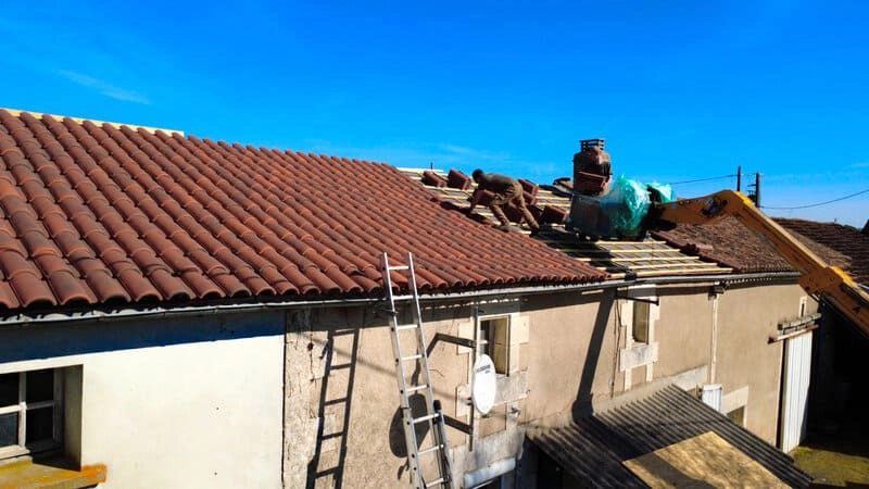 Changement grande toiture vue aérienne