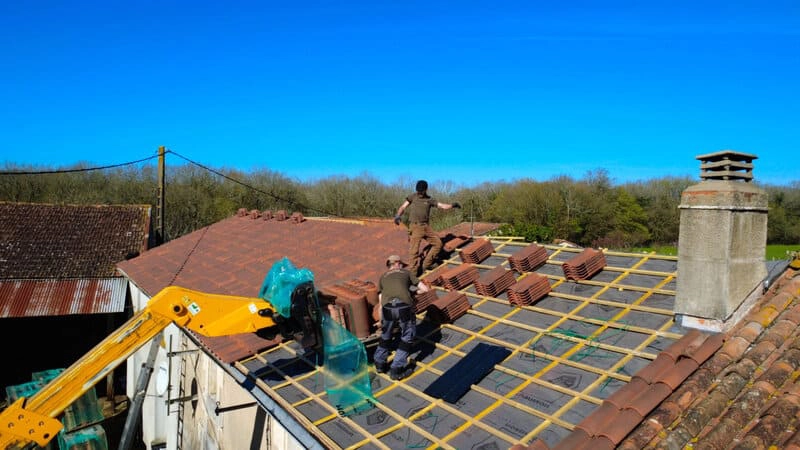 Changement grande toiture vue aérienne